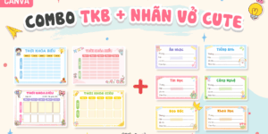 Combo 8 Thời khoá biểu + 14 nhãn vở cute Canva + Quà tặng kèm