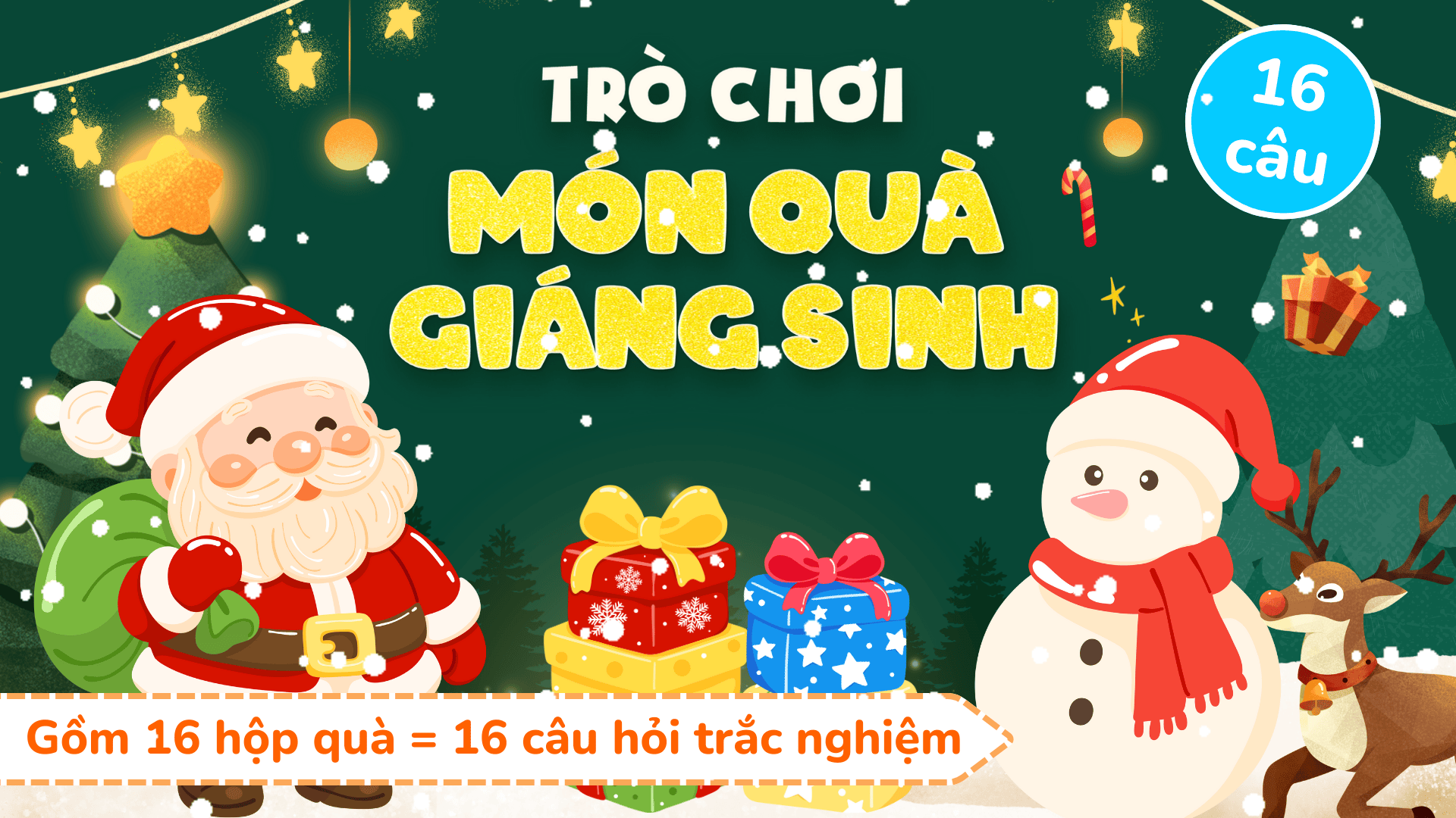 Trò chơi Món quà Giáng sinh PowerPoint (bản 16 câu hỏi)