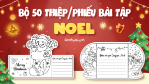 Bộ 50 mẫu thiệp Noel tô màu trên Canva size A4
