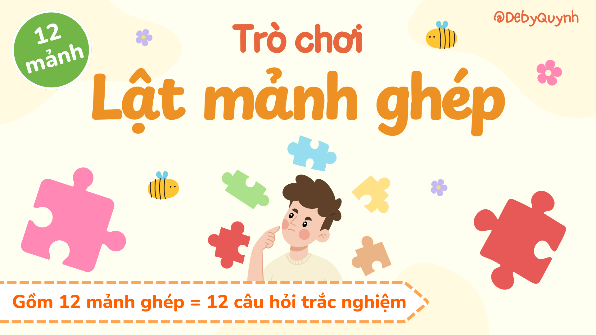 Trò chơi Lật mảnh ghép PowerPoint (bản 12 câu hỏi)