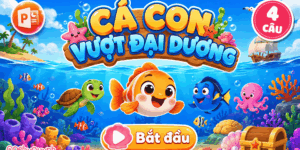 Game Cá con vượt đại dương PowerPoint (Bản 04 câu hỏi)