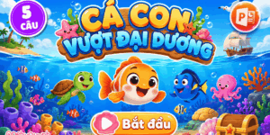 Game Cá con vượt đại dương PowerPoint (Bản 05 câu hỏi)