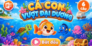 Game Cá con vượt đại dương PowerPoint (Bản 06 câu hỏi)