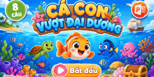 Game Cá con vượt đại dương PowerPoint (Bản 08 câu hỏi)